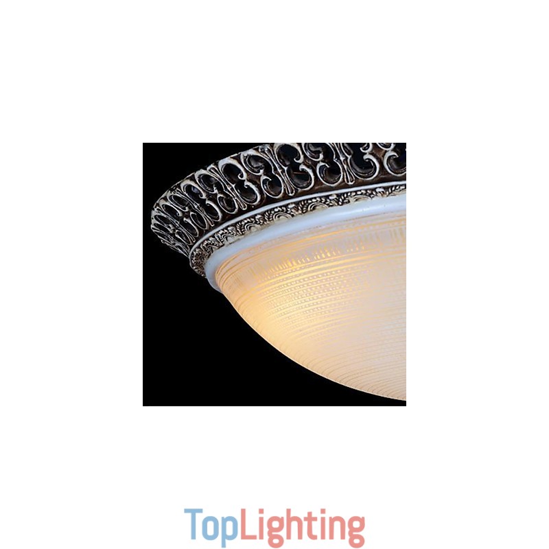 Dark Brown Flush Mount Light Glass Resin Pattern Carving European Classic