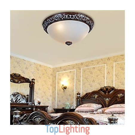 Flush Mount Light Glass Resin Silver Carving European Classic Flush Mount Light Glass Resin Silver Carving European Classic