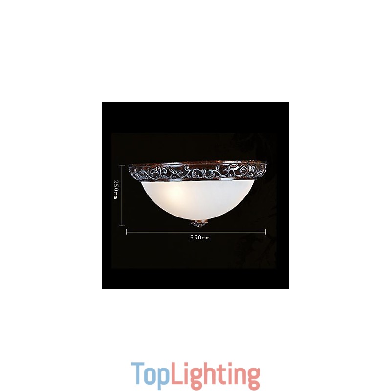 Flush Mount Light Glass Resin Silver Carving European Classic