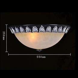 Flush Mount Light Pattern Glass Resin Silver Carving European Classic