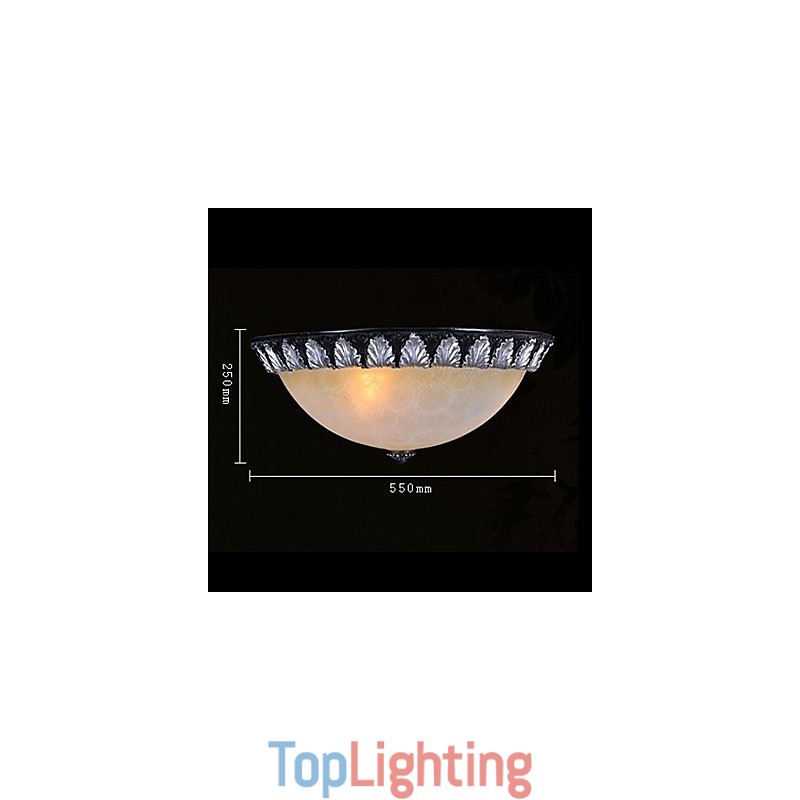Flush Mount Light Pattern Glass Resin Silver Carving European Classic