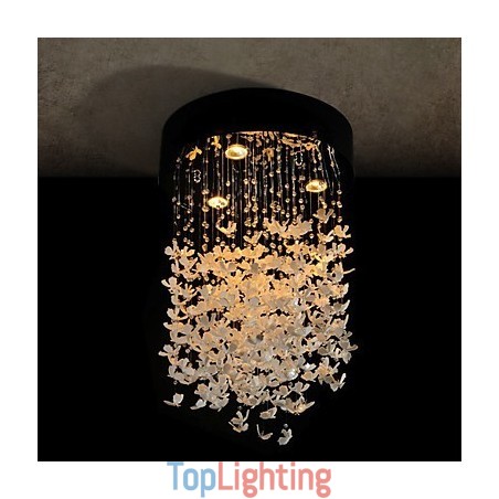 Modern Semi Flush Mount with 3 Lights Butterfly Featured Shade Modern Semi Flush Mount with 3 Lights Butterfly Featured Shade