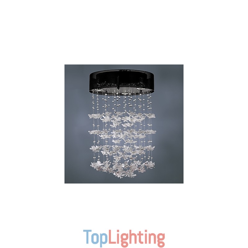 Modern Semi Flush Mount with 3 Lights Butterfly Featured Shade