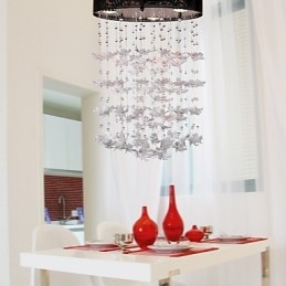 Modern Semi Flush Mount with 3 Lights Butterfly Featured Shade