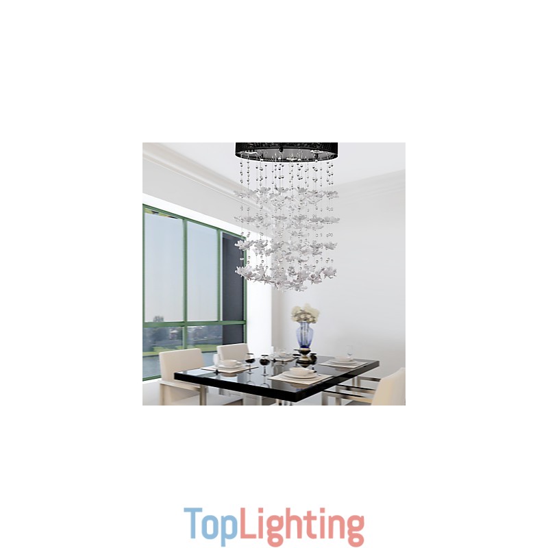 Modern Semi Flush Mount with 3 Lights Butterfly Featured Shade