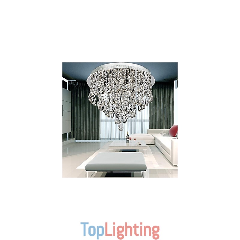 Modern Contemporary Crystal Chrome Crystal Flush Mount