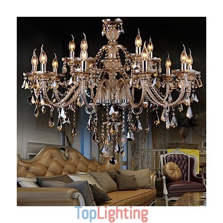 Chandelier Crystal Cognac Color Luxury Modern 2 Tiers Living 15 Lights Chandelier Crystal Cognac Color Luxury Modern 2 Tiers Living 15 Lights
