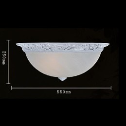White Flush Mount Light Glass Resin Carving European Classic