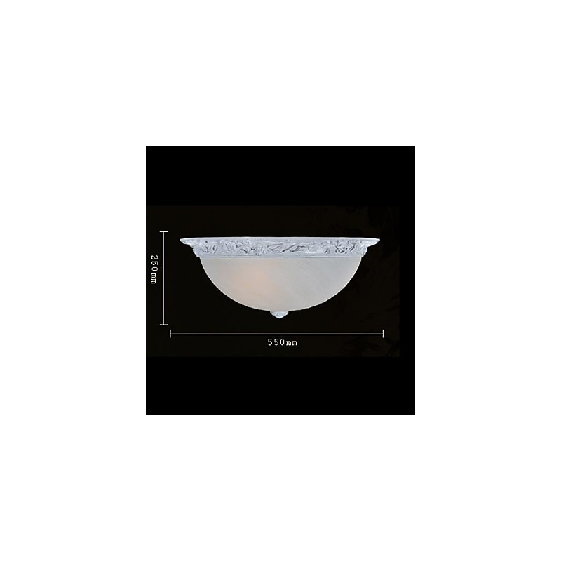 White Flush Mount Light Glass Resin Carving European Classic