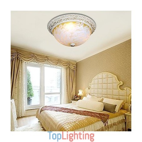 White Flush Mount Light Pattern Glass Resin Gold Carving European Classic White Flush Mount Light Pattern Glass Resin Gold Carving European Classic