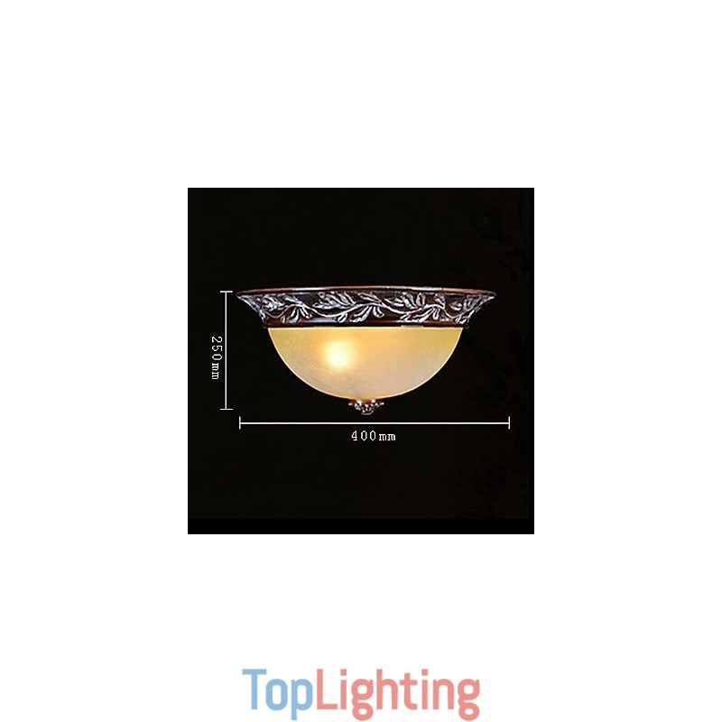 Flush Mount Light White Yellow Glass Resin Silver Carving European Classic