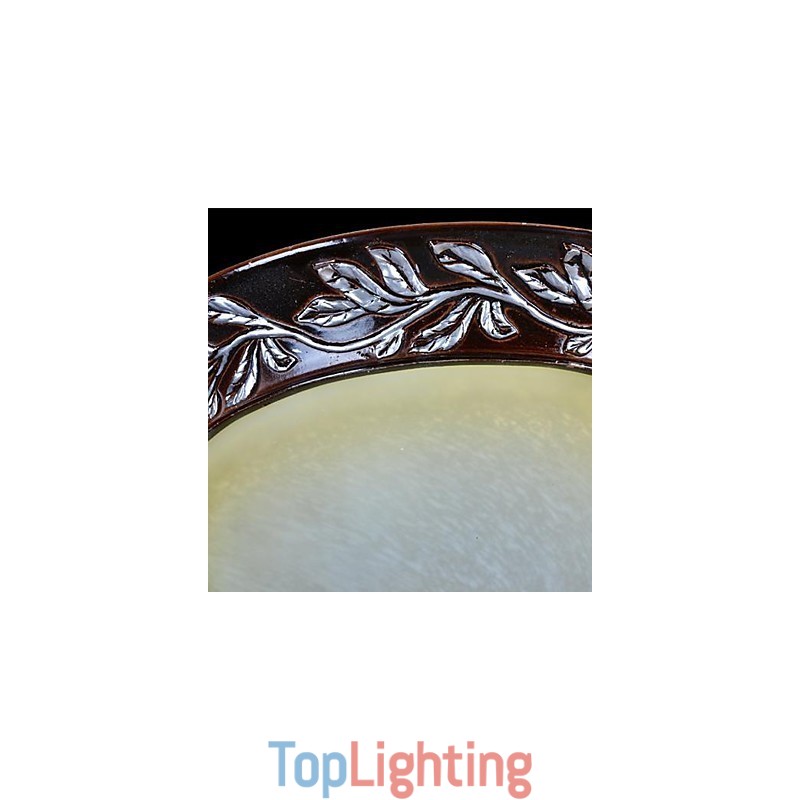 Flush Mount Light White Yellow Glass Resin Silver Carving European Classic