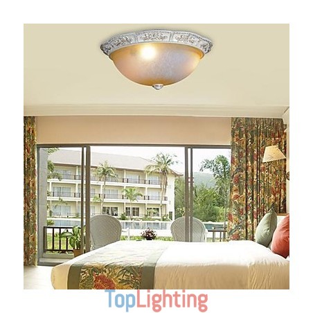 White Flush Mount Light Yellow White Glass Resin Pattern Carving European Classic White Flush Mount Light Yellow White Glass Resin Pattern Carving European Classic