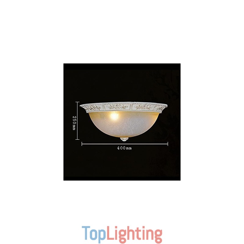 White Flush Mount Light Yellow White Glass Resin Pattern Carving European Classic