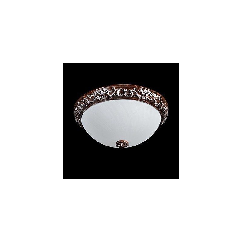 Flush Mount Light Glass Resin Silver Carving European Classic