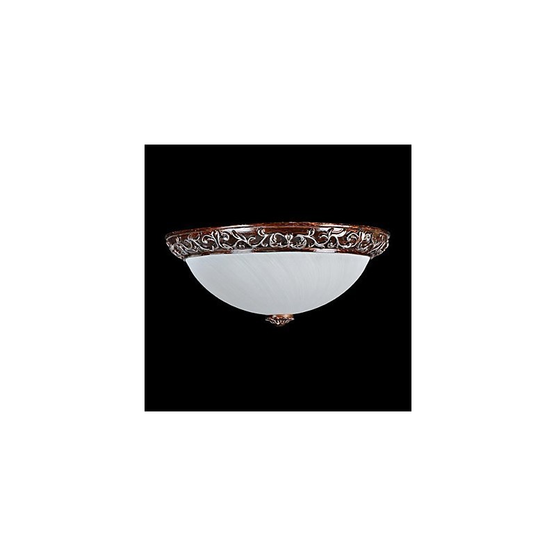 Flush Mount Light Glass Resin Silver Carving European Classic