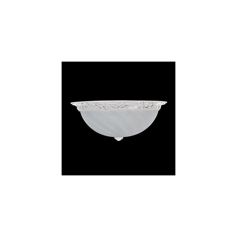 White Flush Mount Light Glass Resin Carving European Classic