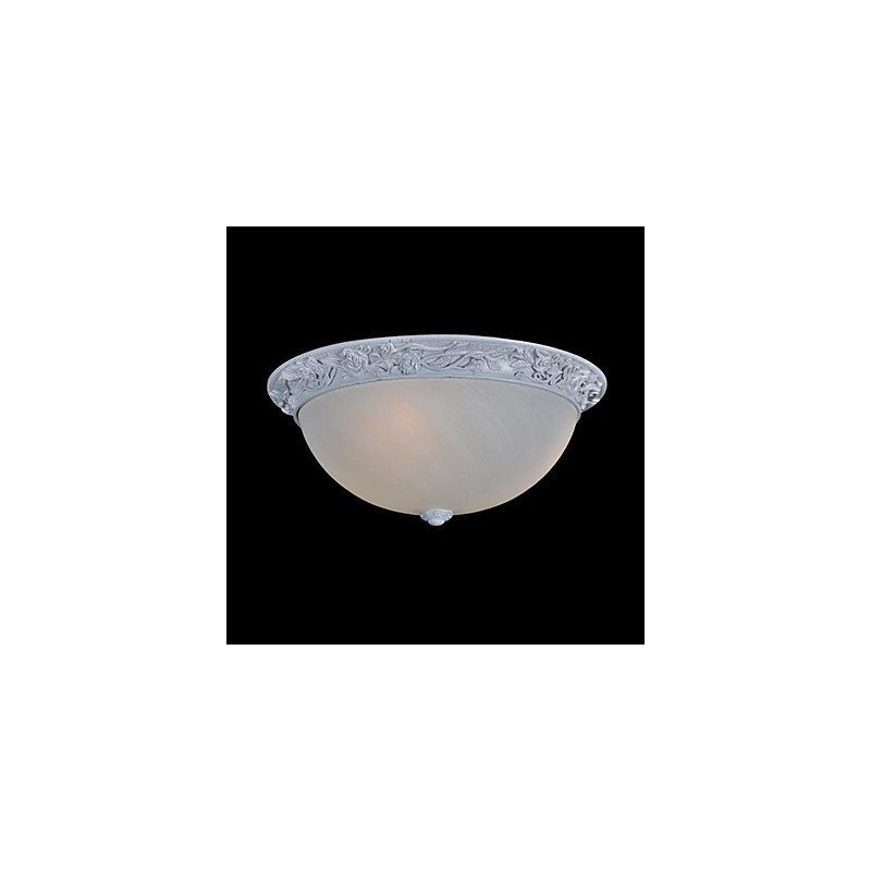 White Flush Mount Light Glass Resin Carving European Classic