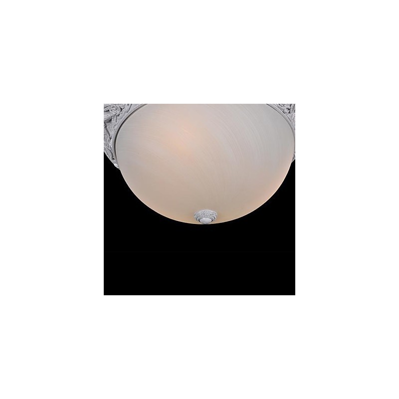 White Flush Mount Light Glass Resin Carving European Classic