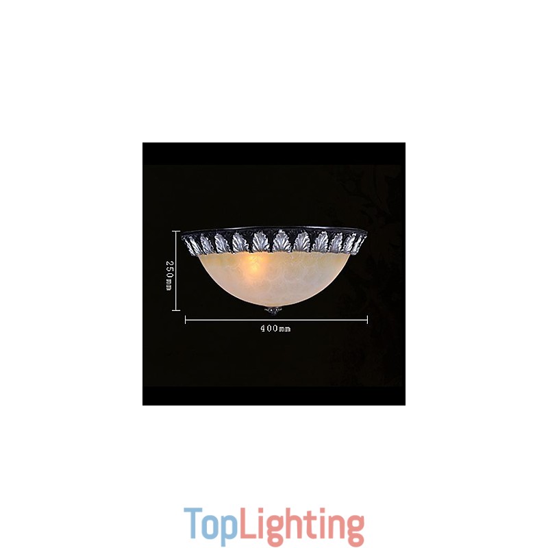 Flush Mount Light Pattern Glass Resin Silver Carving European Classic