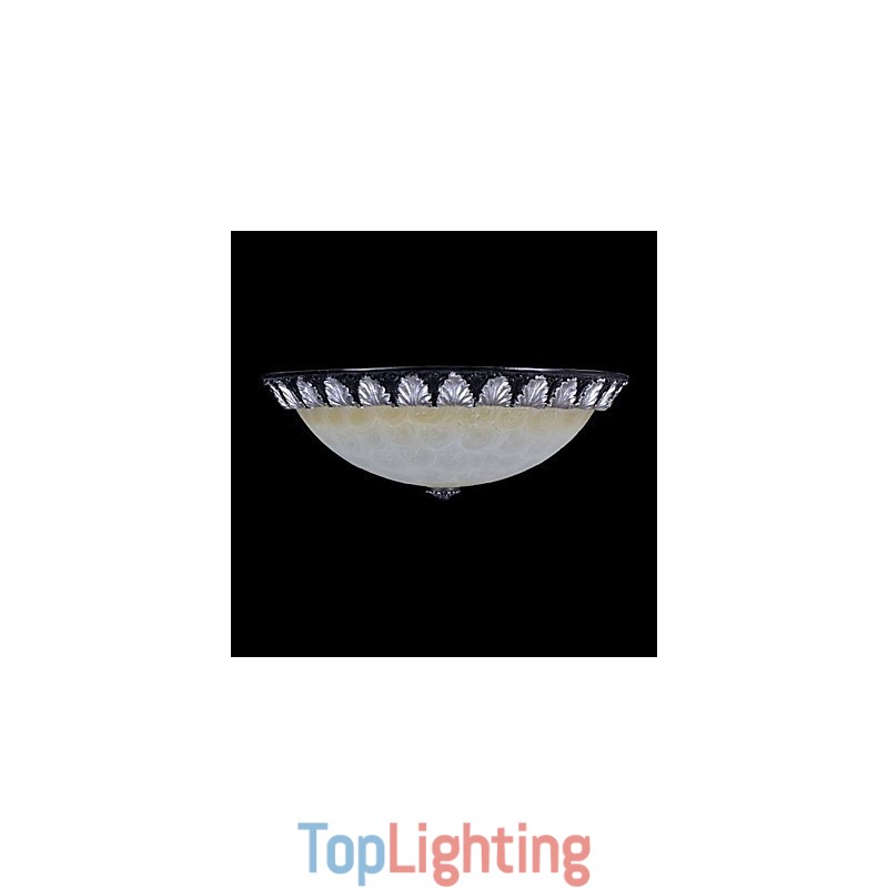 Flush Mount Light Pattern Glass Resin Silver Carving European Classic