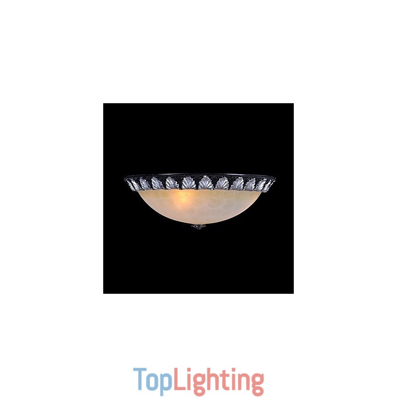 Flush Mount Light Pattern Glass Resin Silver Carving European Classic