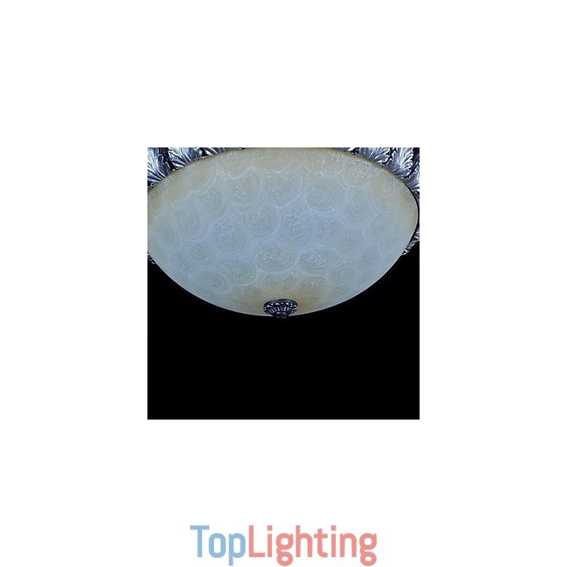 Flush Mount Light Pattern Glass Resin Silver Carving European Classic