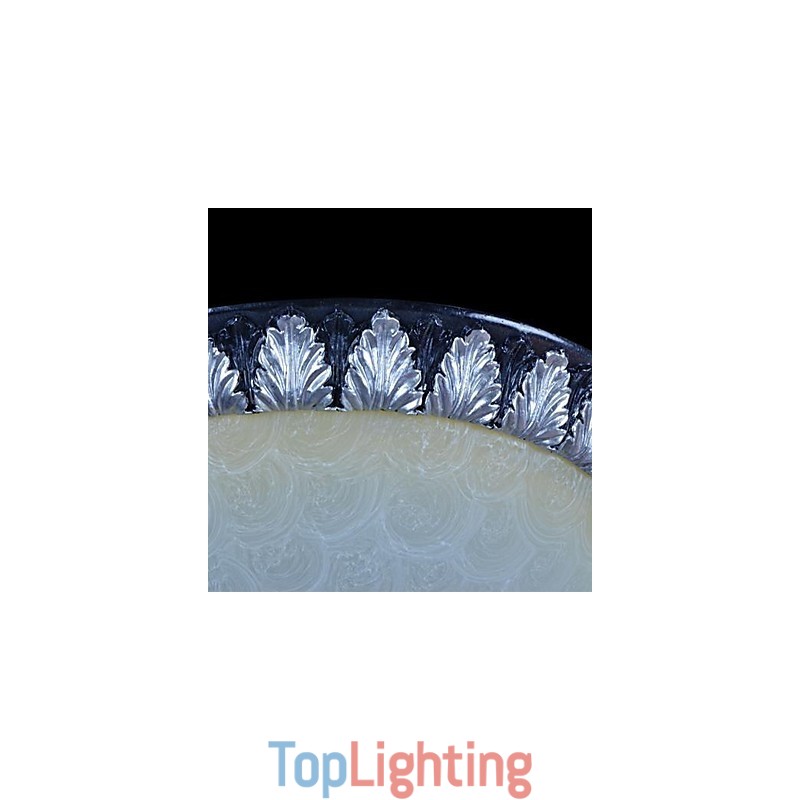Flush Mount Light Pattern Glass Resin Silver Carving European Classic
