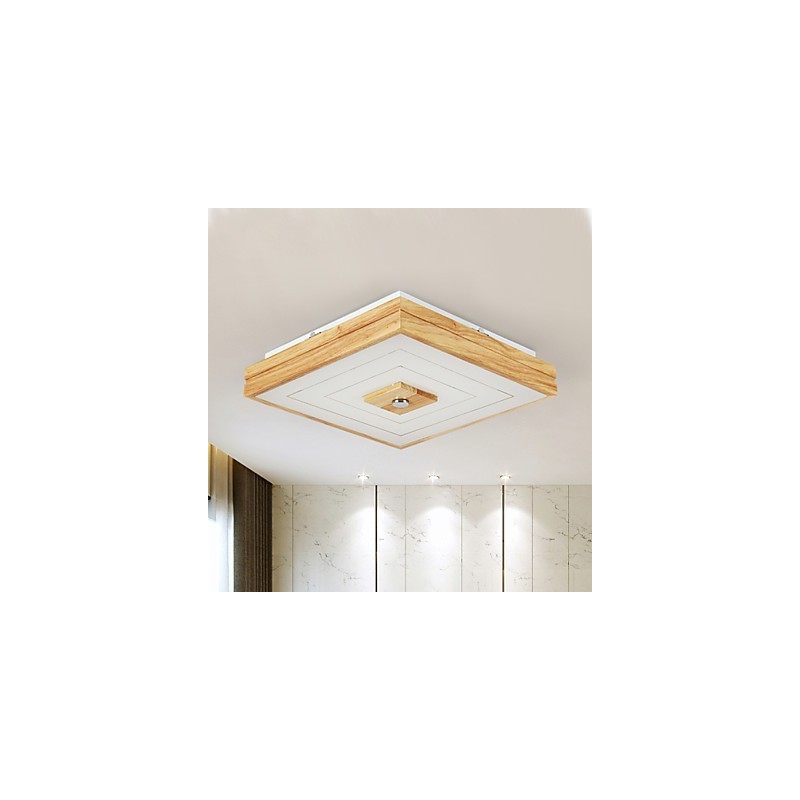 Modern Contemporary Mini Style Painting Wood Bamboo Flush Mount