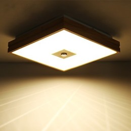 Modern Contemporary Mini Style Painting Wood Bamboo Flush Mount