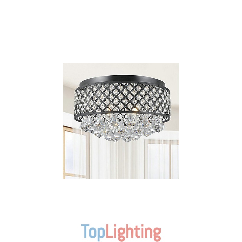 Traditional Classic Crystal Painting Metal Flush Mount
