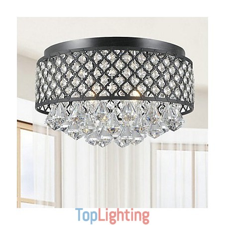 Traditional Classic Crystal Painting Metal Flush Mount Traditional Classic Crystal Painting Metal Flush Mount