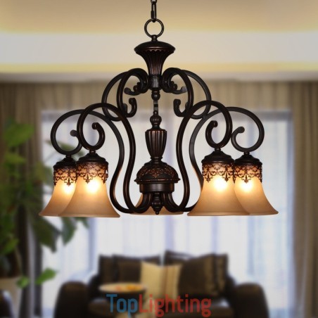 Vintage Country Island Painting Metal Chandelier Flush Mount Vintage Country Island Painting Metal Chandelier Flush Mount