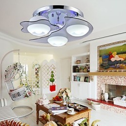 Flush Mount 3 Lights Modern Fashion Contracted White Stainless Steel Metal
