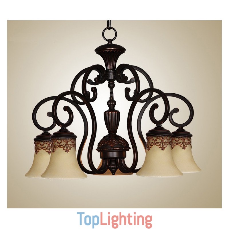 Vintage Country Island Painting Metal Chandelier Flush Mount