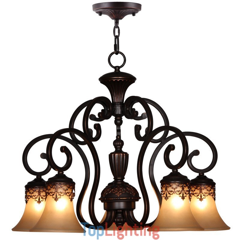 Vintage Country Island Painting Metal Chandelier Flush Mount