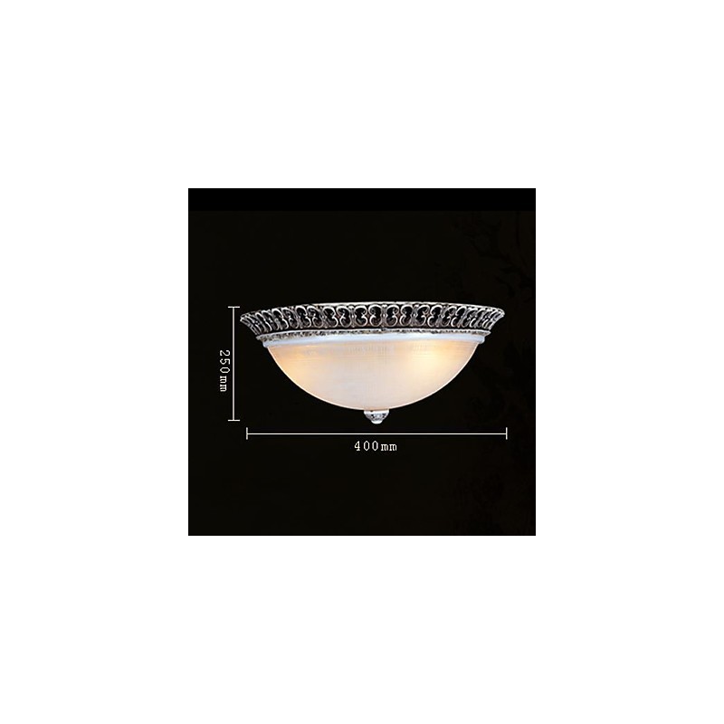 Dark Brown Flush Mount Light Glass Resin Pattern Carving European Classic