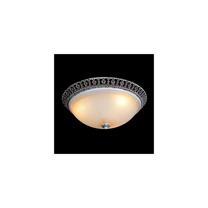 Dark Brown Flush Mount Light Glass Resin Pattern Carving European Classic