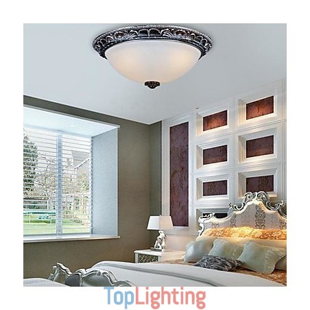 Flush Mount Light Glass Resin Silver Carving Retro European Classic Flush Mount Light Glass Resin Silver Carving Retro European Classic