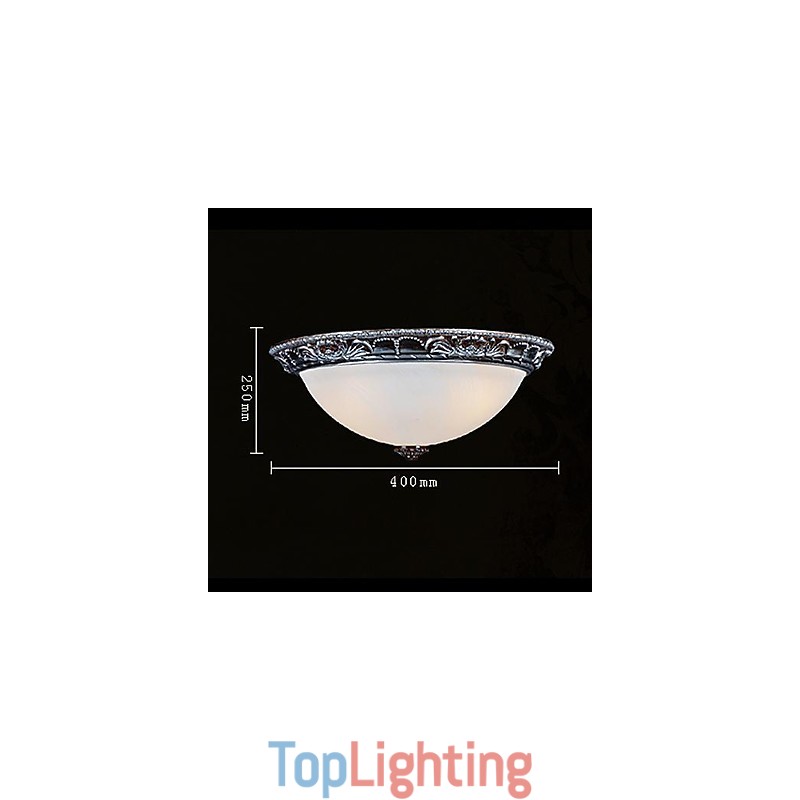 Flush Mount Light Glass Resin Silver Carving Retro European Classic