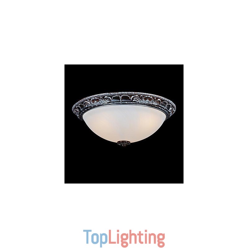 Flush Mount Light Glass Resin Silver Carving Retro European Classic