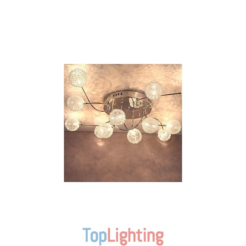 G4 12 light Iron Flush Mount Light with Aluminum Shades