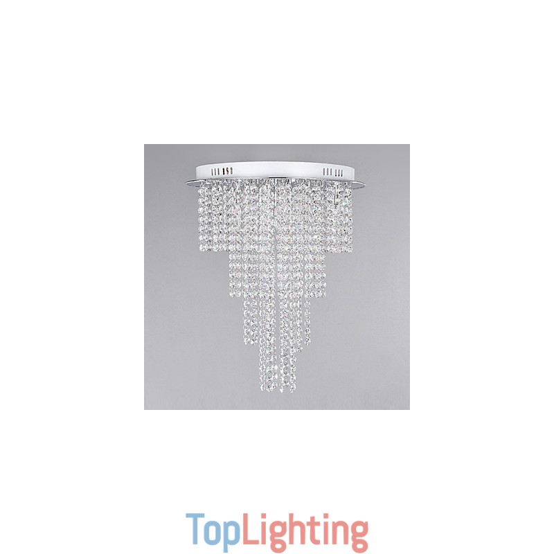 Crystal Flush Mount 8 Light Contemporary Metal Electroplating