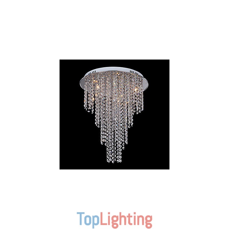 Crystal Flush Mount 8 Light Contemporary Metal Electroplating