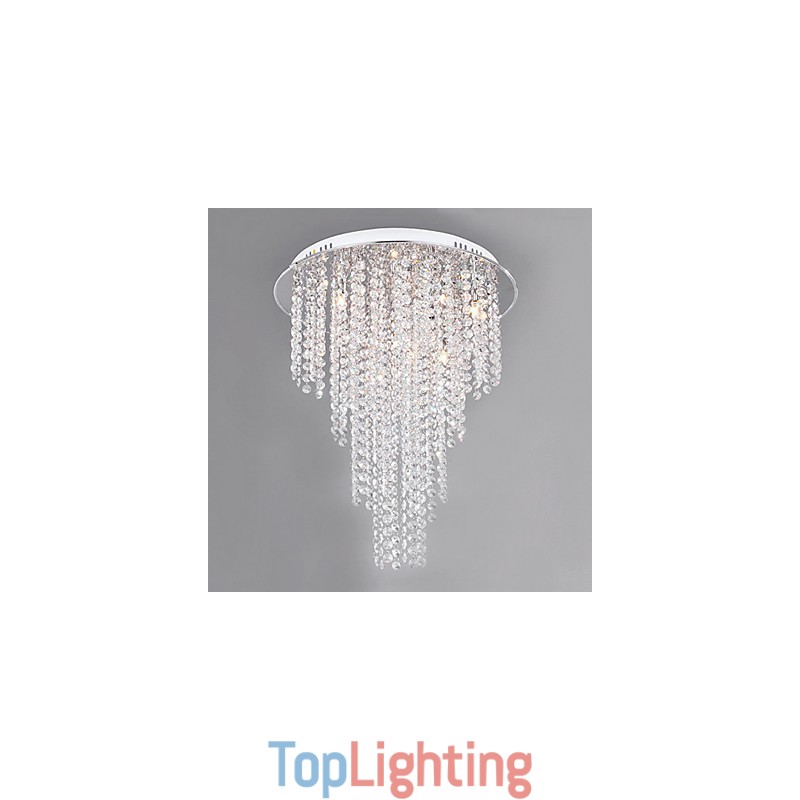 Crystal Flush Mount 8 Light Contemporary Metal Electroplating