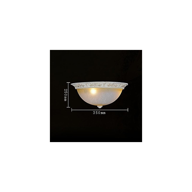 White Flush Mount Light Yellow White Glass Resin Pattern Carving European Classic