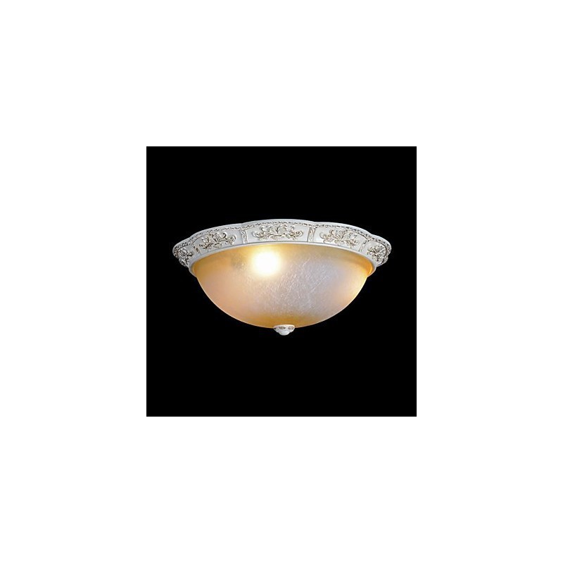 White Flush Mount Light Yellow White Glass Resin Pattern Carving European Classic