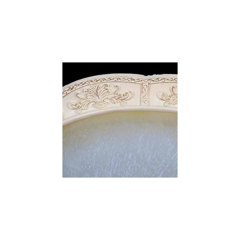 White Flush Mount Light Yellow White Glass Resin Pattern Carving European Classic