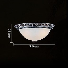 Flush Mount Light Glass Resin Silver Carving Retro European Classic