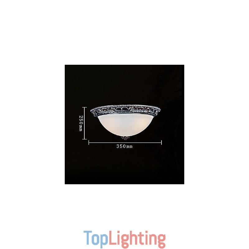 Flush Mount Light Glass Resin Silver Carving Retro European Classic